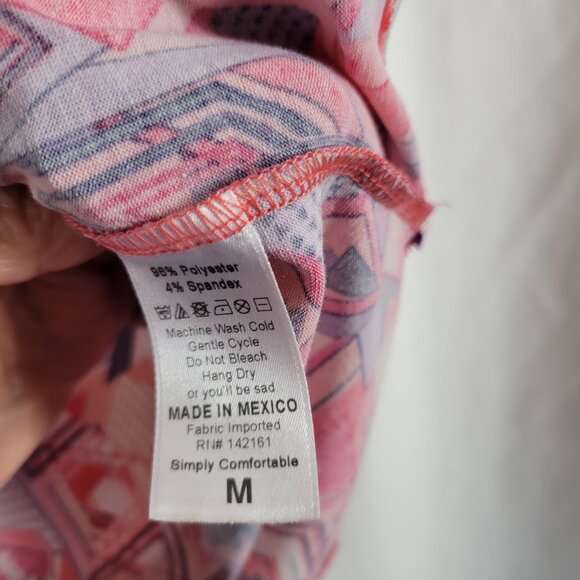 LuLaRoe Tunic Simply Comfortable Medium Pink Purple White Geometric Abstract Top - Picture 8 of 10